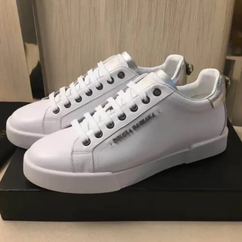 Dolce&Gabbana 2018 Mens Leather Sneakers Silver ta… - 1