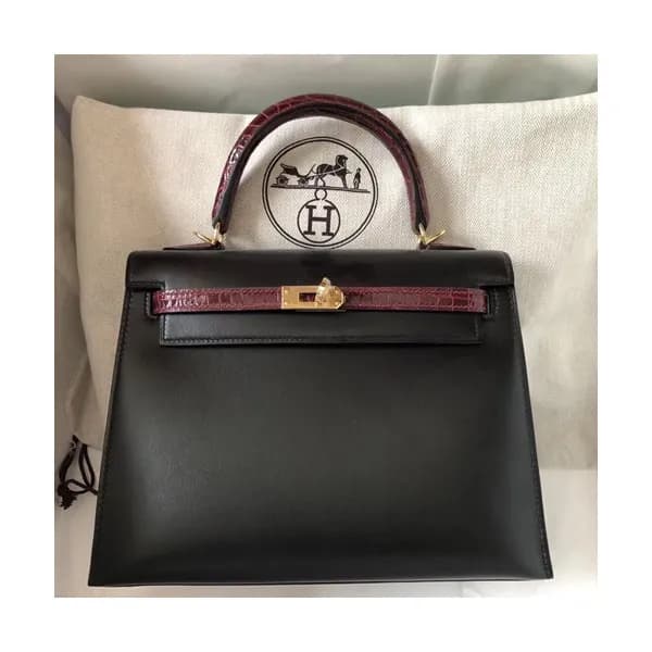 Hermes Kelly Box Leather Tote Shoulder Bag ,28cm -… - 1