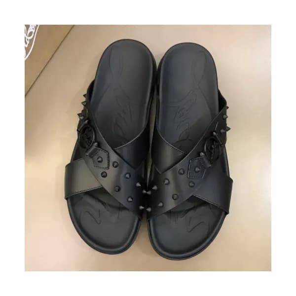 Christian Louboutin 2019 Mens Logo Stud Leather Sl… - 1