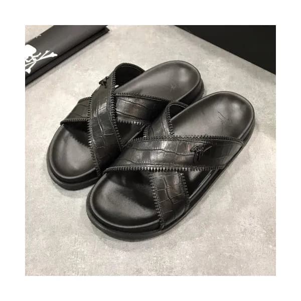 Giuseppe Zanoti 2019 Mens Logo Leather Slipper - 쥬… - 1