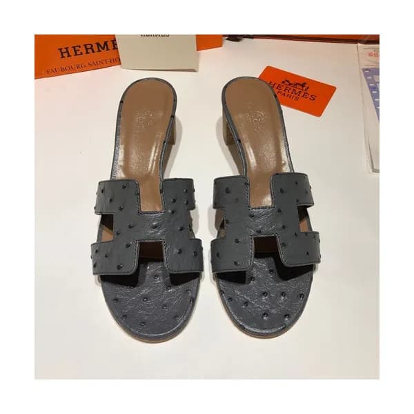 Hermes 2019 Ladies Oasis Leather Middle Heel Slipp… - 1