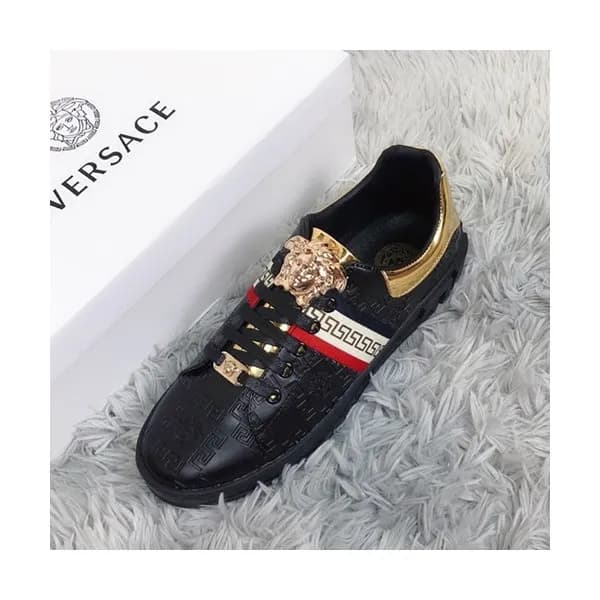 Versace 2019 Mens Leather Sneakers - 베르사체 2019 남성용… - 1
