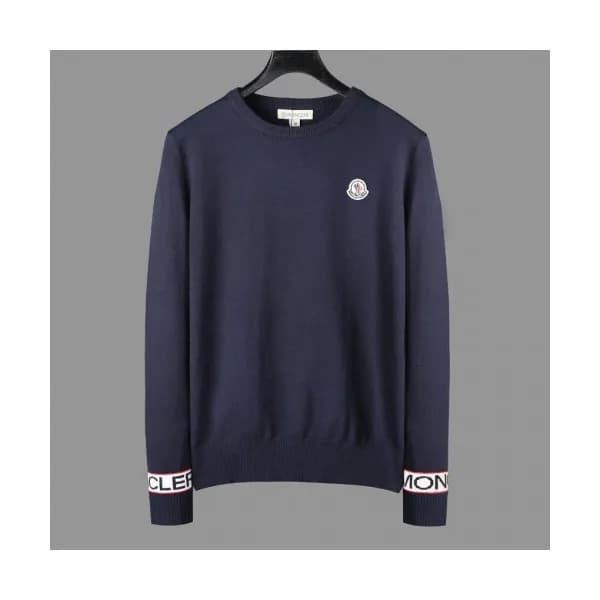 Moncler 2019 Mens Retro Logo Crew-neck Wool Sweate… - 1