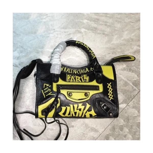 Balenciaga 2020 Graffiti Classic City Leather Smal… - 1