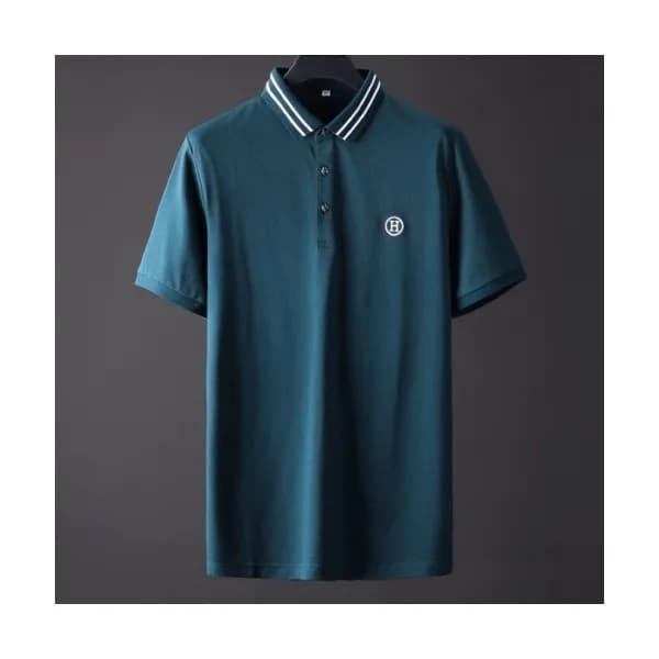 Hermes 2020 Mens Silket Short Sleeved Polo Tshirts… - 1