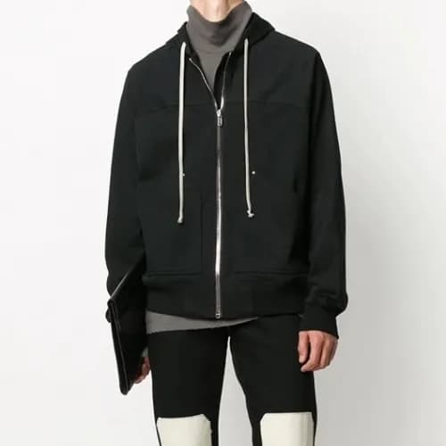 Rick Owens Mens Logo Cotton Zip-up Hooded - 릭오웬스 남… - 1