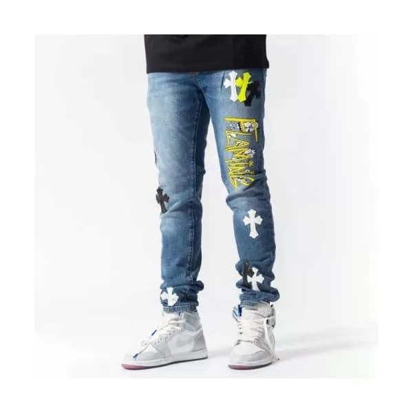 [베스트]Chrom Hearts 2021 Mens Casual Denim Jeans Blu… - 1
