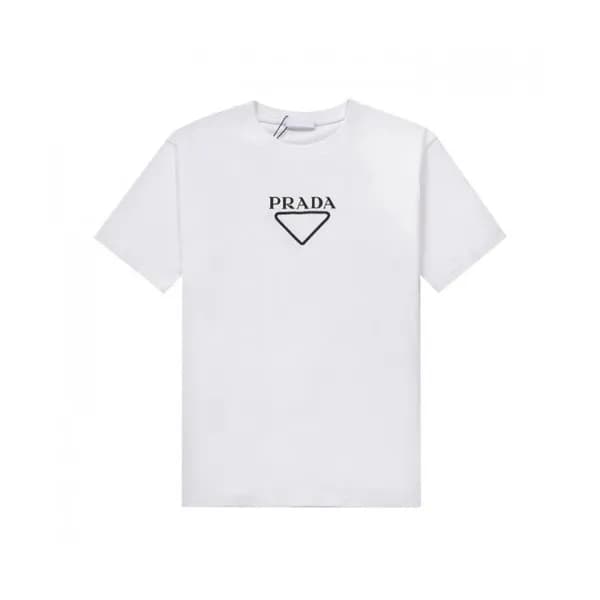 Prada Mens Basic Logo Short Sleeved Tshirts White… - 1