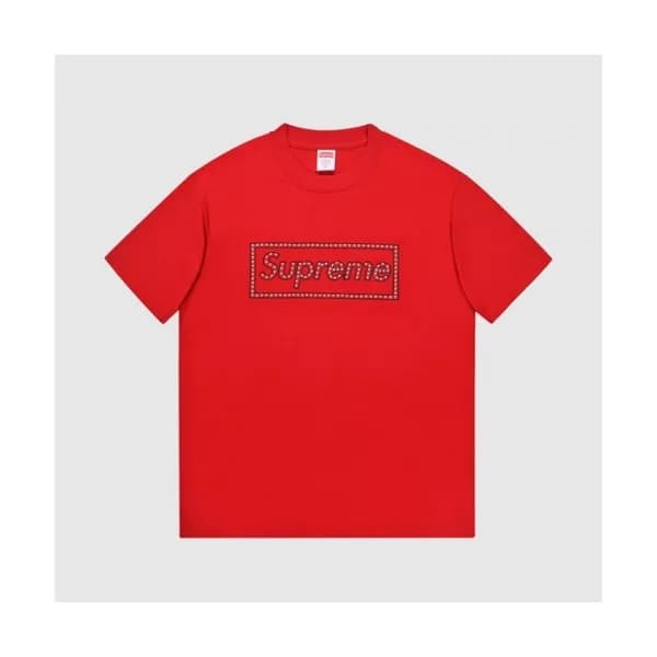 Supreme Mens Logo Cotton Short Sleeved Tshirts Re… - 1