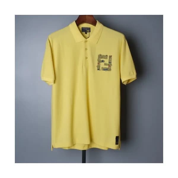 Fendi Mens Logo Casual Short Sleeved Tshirts Yell… - 1