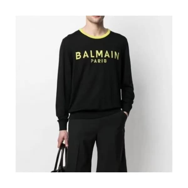Balmain Mens Logo Sweaters Black - 발망 2021 남성 로고 … - 1