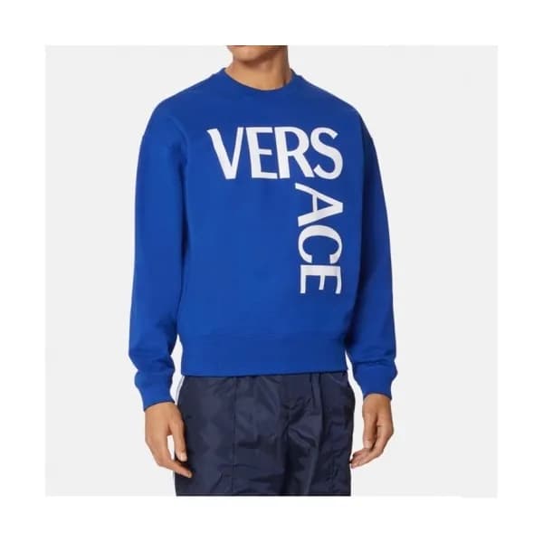 Versace Mens Medusa Crew-neck Cotton Tshirts Blue… - 1