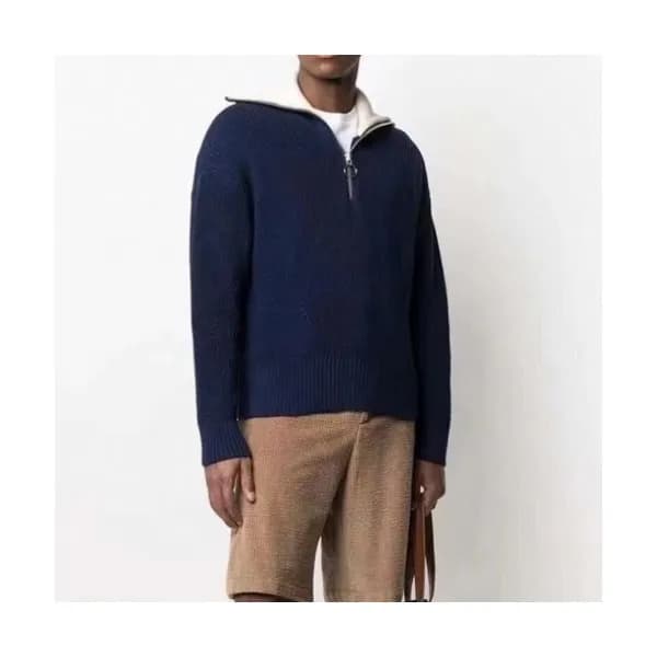 Ami Mm/Wm Logo Casual Turtle-neck Sweaters Navy -… - 1