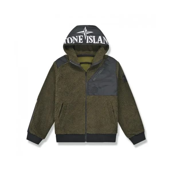 Stone Island Mens Logo Cotton Hoodie Khaki - 스톤아… - 1