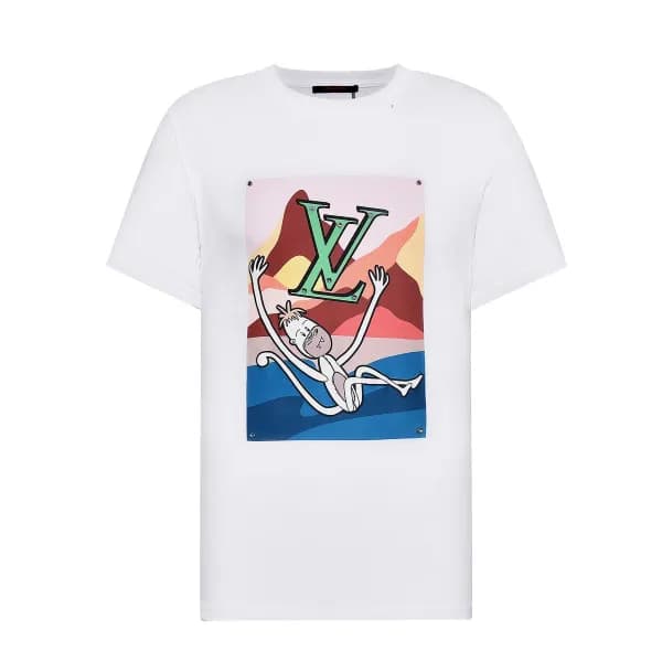 루이비통 남자 크루넥 화이트 반팔티 - Unisex White Tshirts - lou03… - 1
