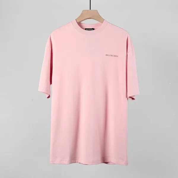 발렌시아가 남성 크루넥 핑크 반팔티 - Mens Pink Tshirts - bal01380… - 1