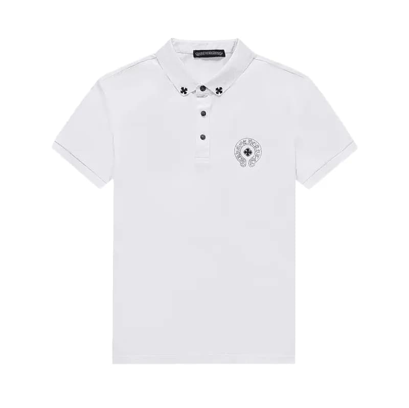 크롬하츠 남성 화이트 폴로 반팔티 - Mens White Tshirts - chr0448x - 1