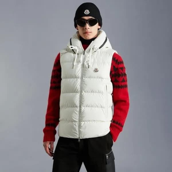 몽클레어 남성 화이트 다운 베스트 - Mens White Vest - moc02511x - 1