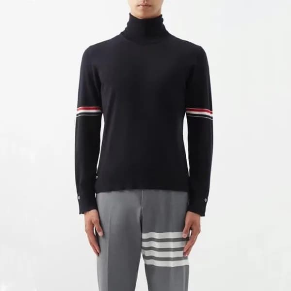 톰브라운 남성 네이비 터틀넥 니트 - Thom Browne Mens Navy Knits -… - 1