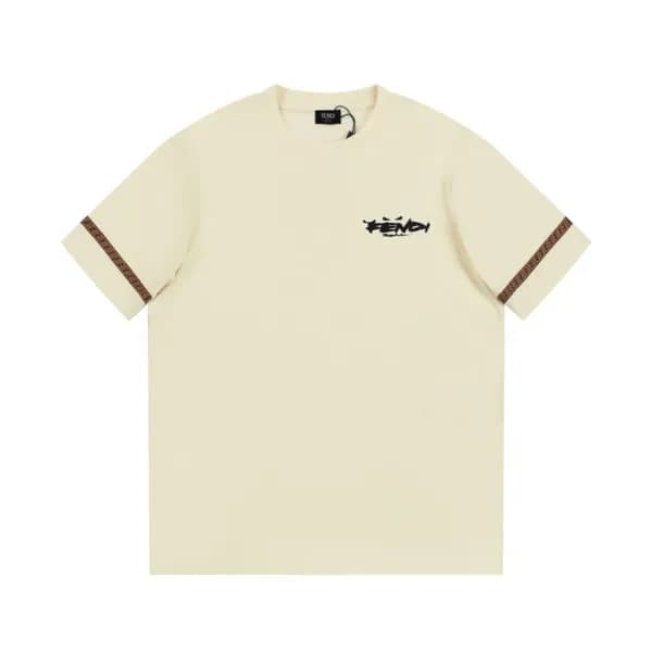펜디 남성 아이보리 크루넥 반팔티 - Fendi Mens Ivory Short sleeve… - 1