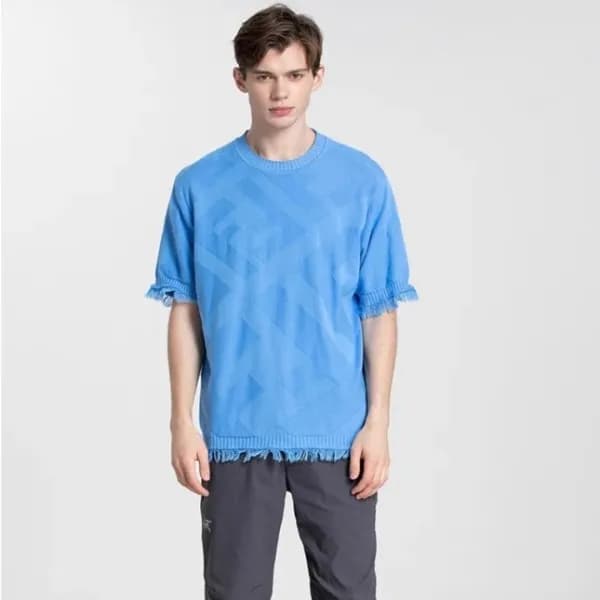 펜디 남성 블루 크루넥 반팔티 - Fendi Mens Blue Short sleeved T… - 1