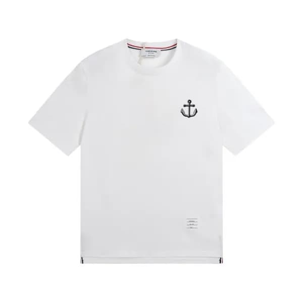 톰브라운 남성 크루넥 화이트 반팔티 - Thom Browne Mens White Tshir… - 1