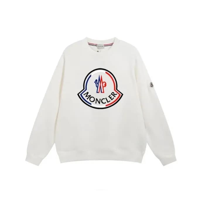 몽클레어 남성 화이트 크루넥 긴팔티 - Moncler Mens White Tshirts -… - 1