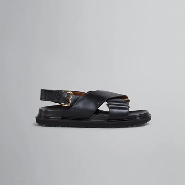 마르니 여성 블랙 가죽 크리스크로스 샌들【매장100만원대】 - Marni Womens Bl… - 1