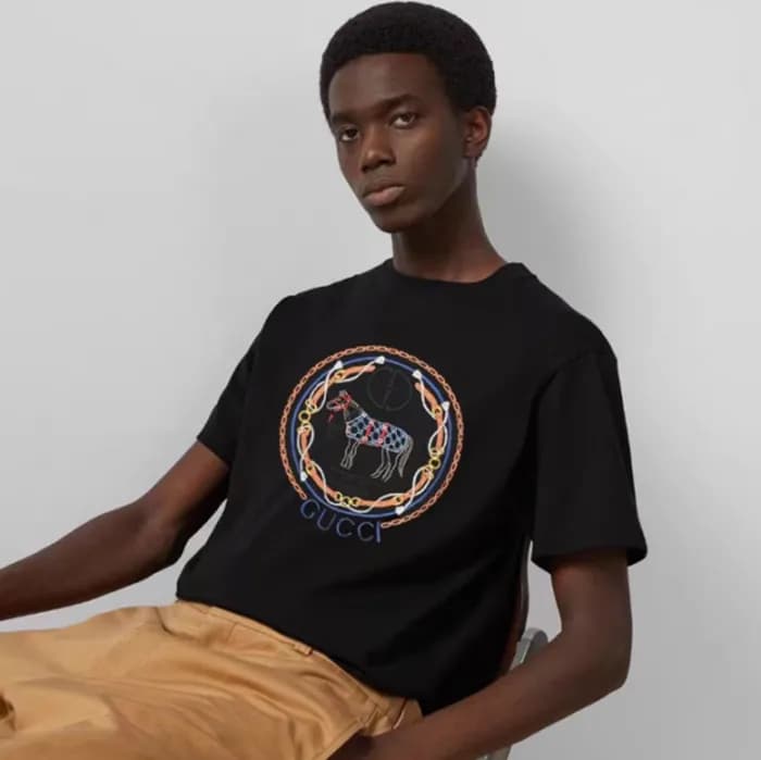 구찌 남성 블랙 티셔츠 - Gucci Mens Black Tshirts - guc332x - 1