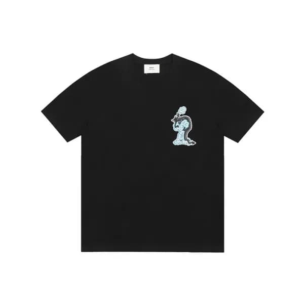아미 남성 블랙 반팔티 - Ami Mens Black Tshirts - amc806x - 1