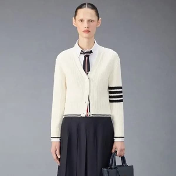 톰브라운 여성 브이넥 가디건 - Thom Browne Womens Cardigan - th… - 1