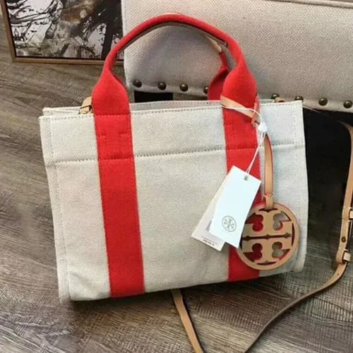 Tory Burch Miller Canvas Red Tote Bag,29cm - 토리버치 … - 1