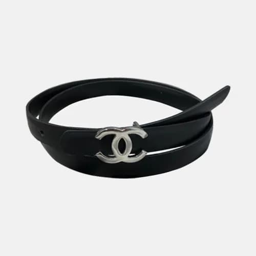 Chanel 2019 Ladies Classic CC Buckle Leather Belt … - 1