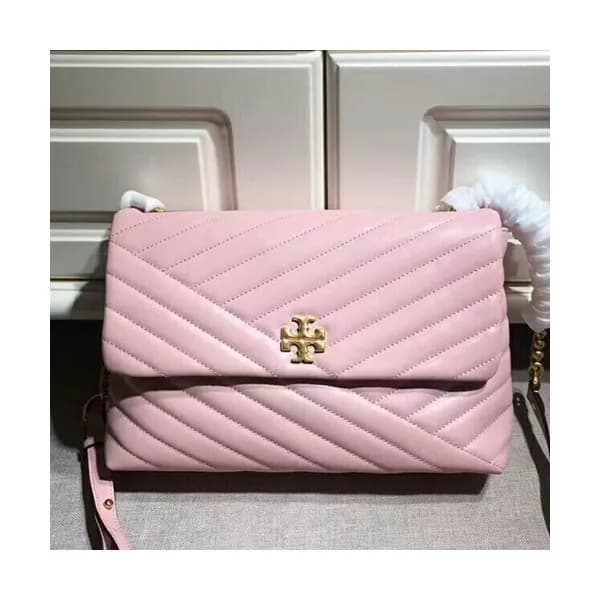 Tory Burch Leather Pink Kira Chevron Flap Shoulder… - 1