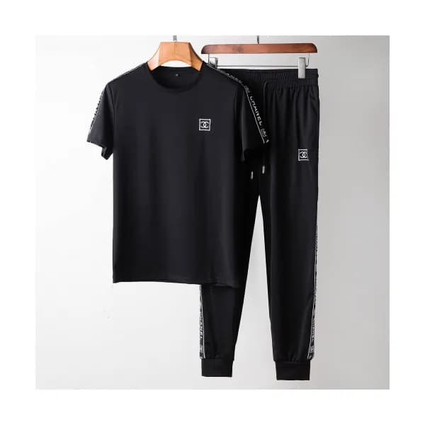 Chanel 2019 Mens CC Logo Stripe Cotton Short Sleev… - 1