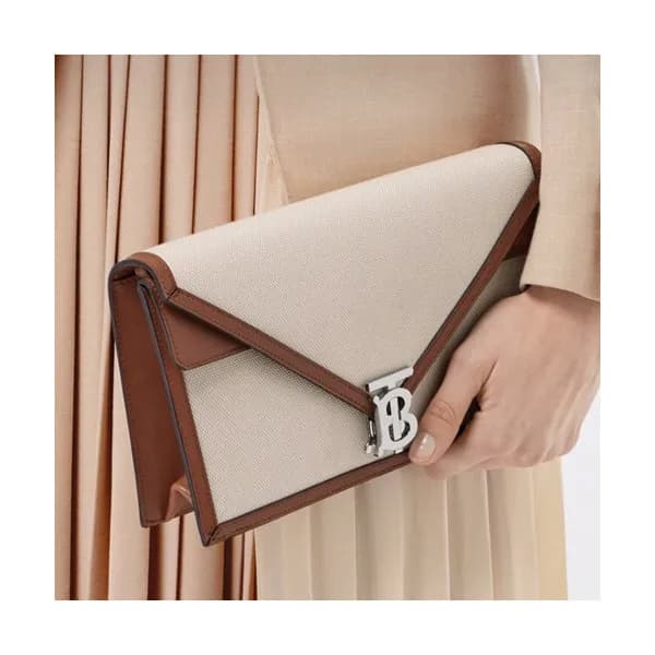 Burberry 2019 TB Canvas& Leather Clutch Bag , 22cm… - 1