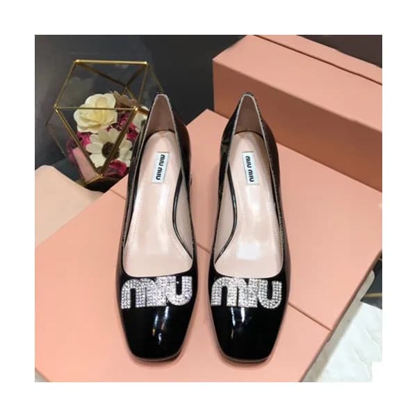 Miumiu 2019 Ladies Leather Middle-heel Pumps - 미우미… - 1