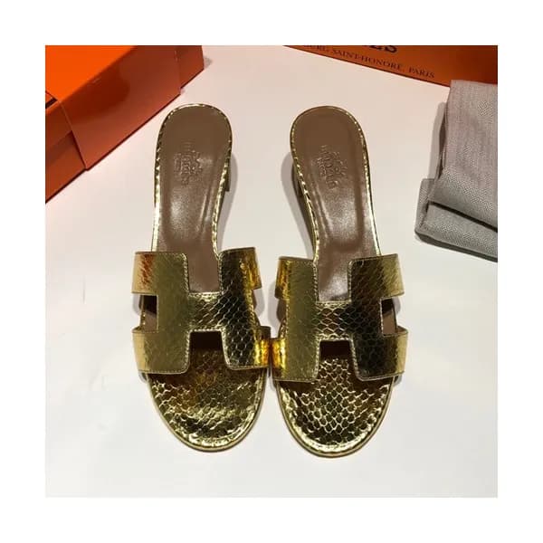 Hermes 2019 Ladies Oasis Leather Middle Heel Slipp… - 1