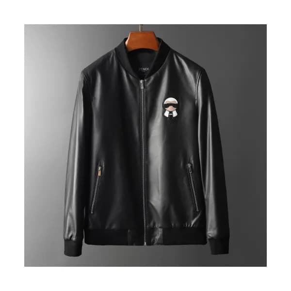 Fendi 2019 Mens Casual Zip-up Leather Jacket - 펜디 … - 1