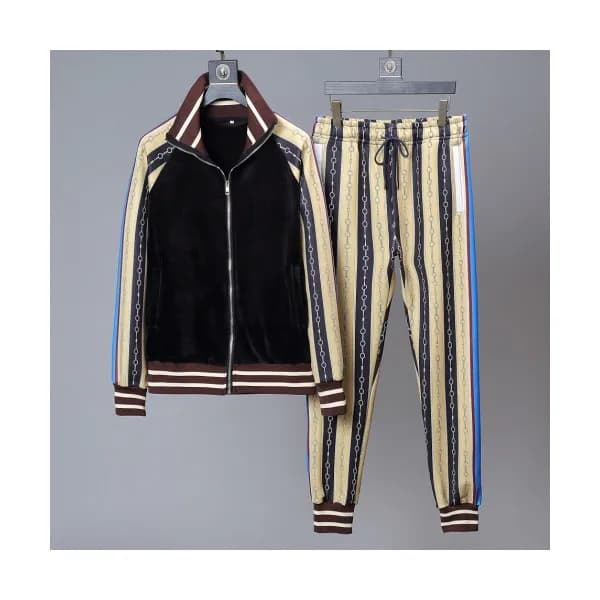 Gucci 2019 Mens Logo Velvet Training Clothes&Pants… - 1