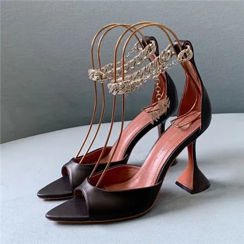 Amina Muaddi 2021 Women's Leather High Heel Sa…