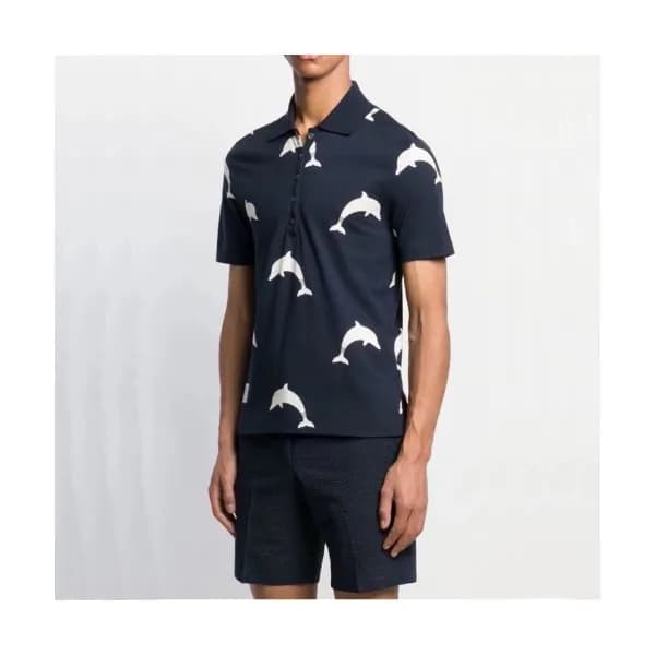 Thom Browne Mens Casual Short Sleeved Tshirts Nav… - 1