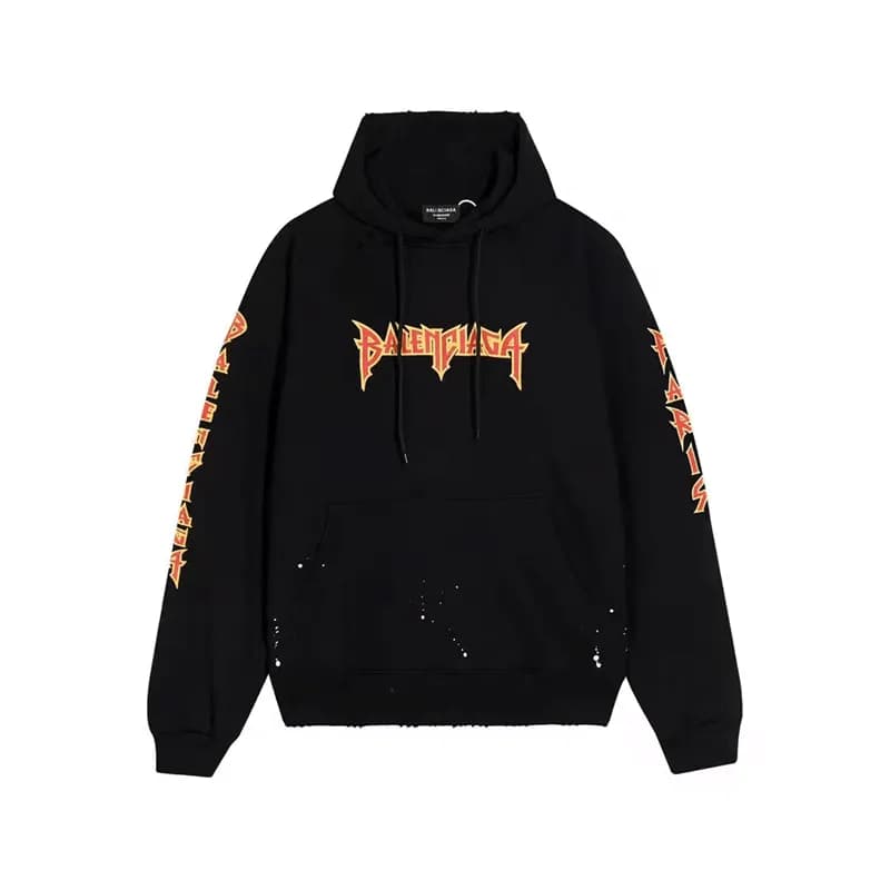 Balenciaga Mm/Wm Logo Cotton Hoodie Black - 발렌시아가… - 1