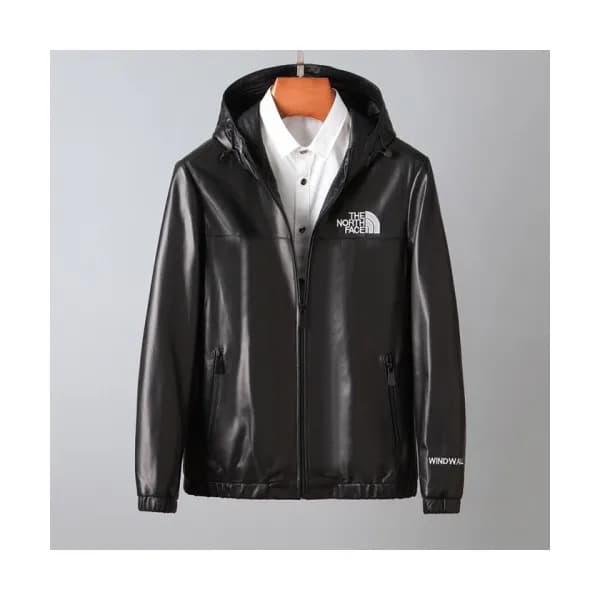 Moncler Mens Patch Logo Modern Leather Jackets Bla… - 1