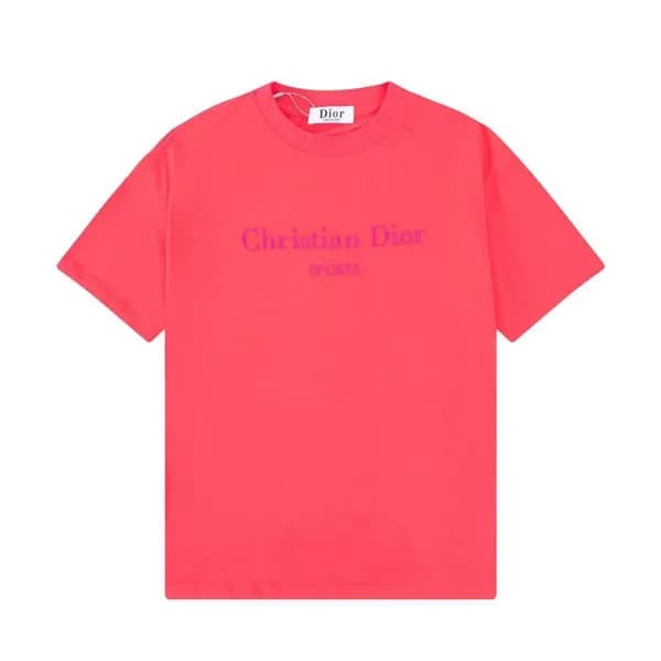 디올 남자 크루넥 핑크 반팔티 - Unisex Pink Short-sleeved Tshir… - 1