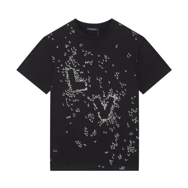 루이비통 남자 크루넥 블랙 반팔티 - Unisex Black Tshirts - lou039… - 1