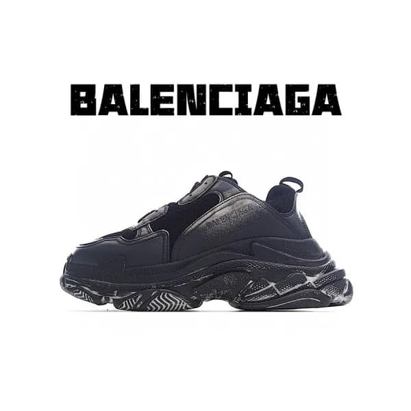 발렌시아가 남/녀 Triple S 블랙 스니커즈 - Unisex Black Sneakers… - 1
