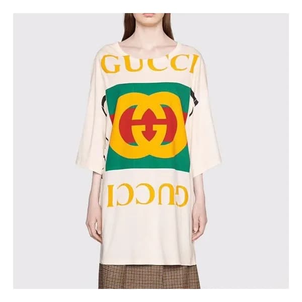 구찌 남/녀 크루넥 아이보리 반팔티 - Unisex Ivory Tshirts - guc04… - 1