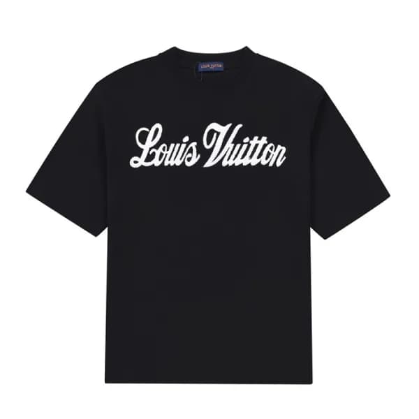 루이비통 남성 블랙 크루넥 반팔티 - Mens Black Tshirts - lou04995… - 1