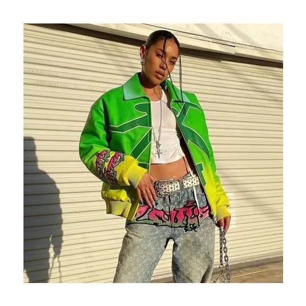 루이비통 남/녀 그린 가죽 자켓 - Unisex Green Jackets - lou0512… - 1